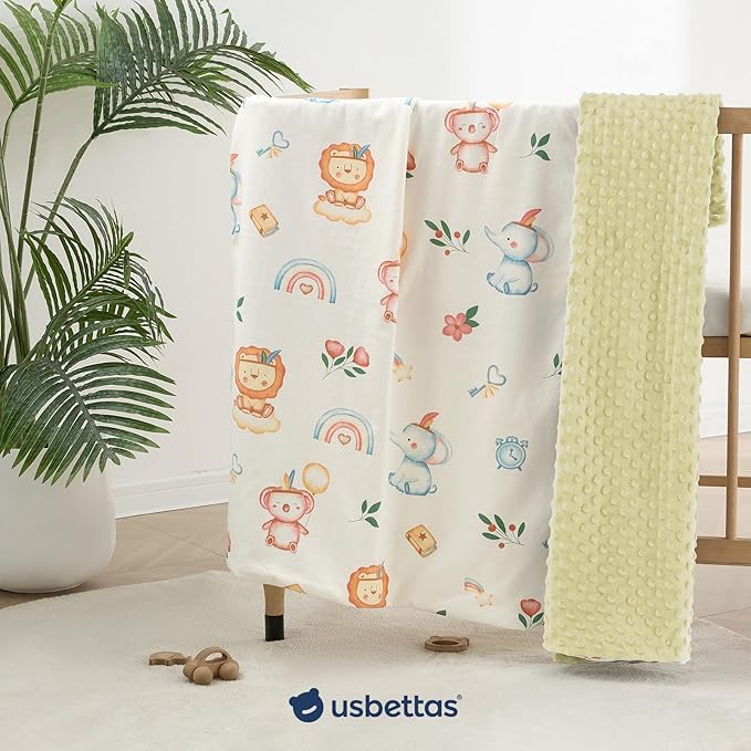 Baby Blankets for Unisex Boys Girls, Reversible Super Soft Blankets for Toddlers with Cotton Front and Dotted Fleece Backing, Lightweight Warm Crib Blanket for All Seasons 30"x40"(Elephant)