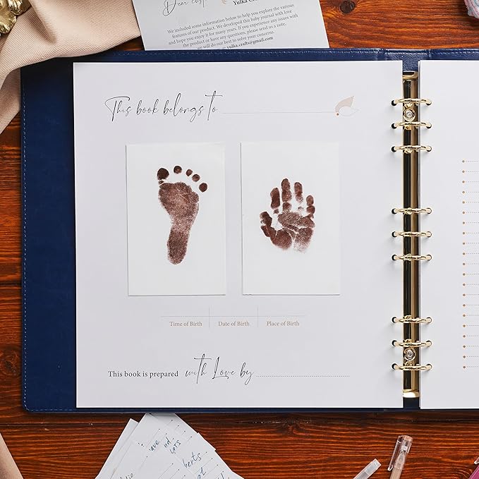Keepsake Baby Memory Book Girl Boy – Timeless Leather-Bound Baby Milestone Book – Baby Book Keepsake Record First 5 Years – Gender Neutral Baby Scrapbook Album Baby Album Journal Registry Search Gift