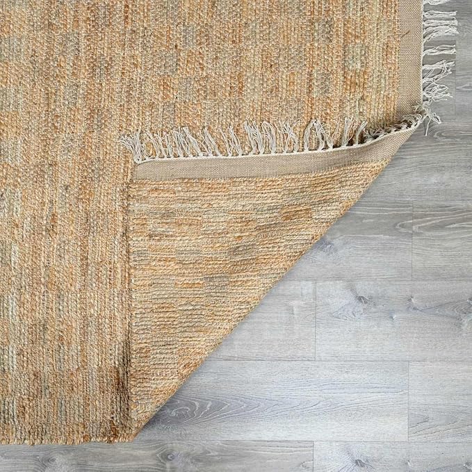 BoutiqueRugs Ionut Modern Jute Neutral Color Extra Large Area Rug - Bohemian Sea Grass Natural Fiber Geometric Carpet for Living Room - Rattan - Brown, Beige, Cream - 9' x 12'