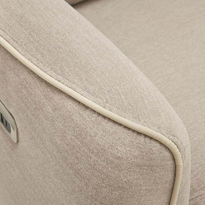 MCombo Swivel Glider Rocker Power Recliner Chair, Electric Swivel Rocker Recliner with USB Charging Ports for Living Room and Nursery, Fabric 6922 (Beige)
