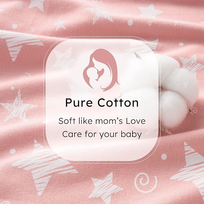 Baby Sleep Sack 18-24 months, 100% Cotton Sleeping Sack for Toddler, 3 Pack Baby Wearable Blanket, 0.5 Tog Lightweight Double Zipper Sleep Bag XLarge Pink Stars Moon