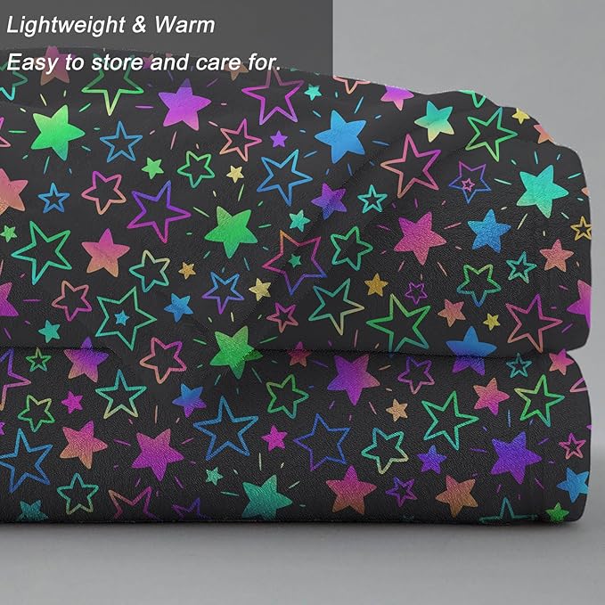 Ultra Soft Fleece Blanket- Lightweight & Warm Throw Blanket for Couch, Cozy Plush Sherpa Blanket for Adults Kids, Durable & Easy Care (Colorful Star, 40x50 in)