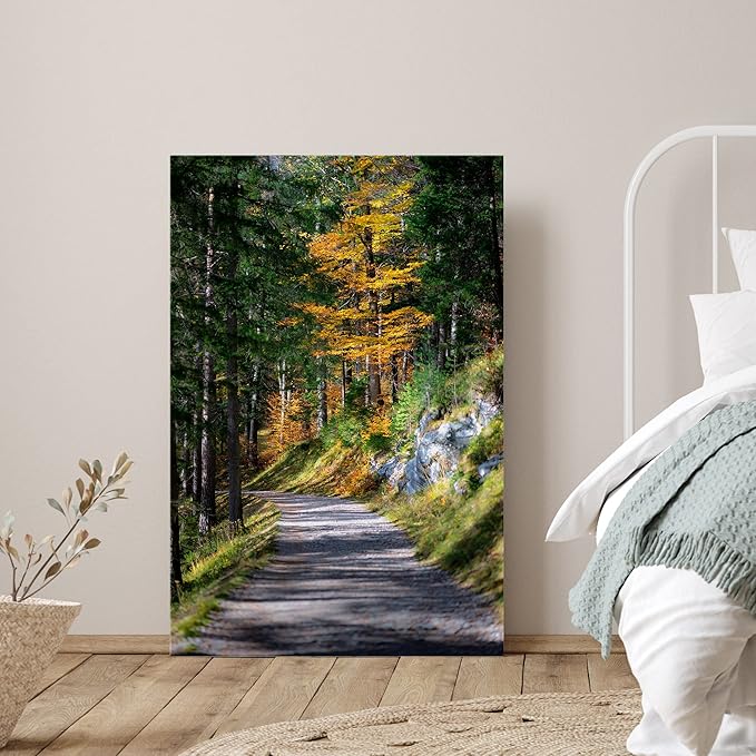 SIGNWIN Canvas Wall Art Green Forest Path Nature Forest Photography Realism Rustic Scenic Dramatic Multicolor Cool for Living Room - 24"x36" inches