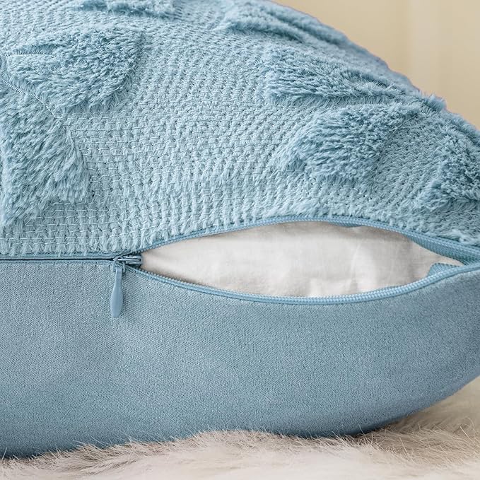 MIULEE Blue Bow Pillow Covers Coquette Room Decor Aesthetic Set of 2 Decorative Cute Girl Throw Pillow Soft Plush Faux Pillowcase for Girl Bed Couch Sofa,18x18 Inch
