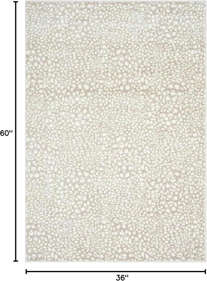 Abani Beige Cheetah Print Area Rug Rugs, Arto Collection - Contemporary Durable Accent Rug (3' x 5')