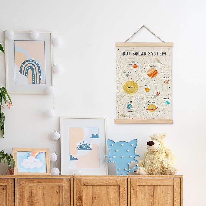 URLLUAE Solar System Poster Hanger Frame, Outer Space Room Decor, Solar System for Kids, 12x16 Inches (white)