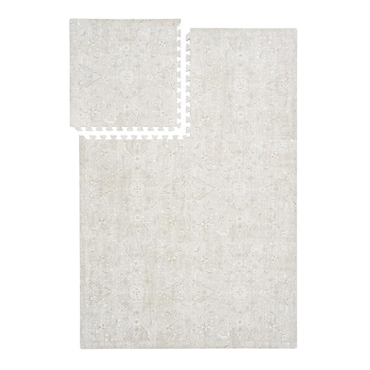 PopsyKosy Premium Baby Floor Play Mat - Thick & Cushioned 0.5 inch Playroom Foam Mat, Non-Toxic Odorless - 6 Tiles - Spacious 6x4 ft. - Stylish & Large, Waterproof for Kids & Toddlers - Pearl Beige