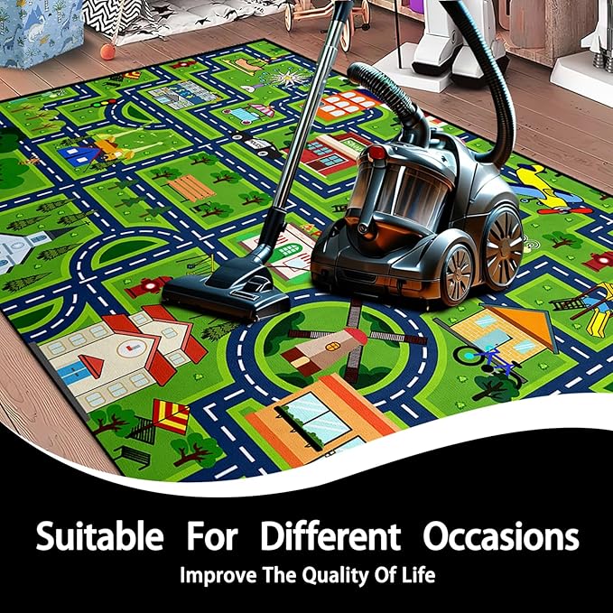 Road Map Carpet for Kids - Kids Rugs for Playroom Car Rugs for Playroom Toy Cars Play Mats for Floor City Rug Play Mat, 2. 5x4 Feet