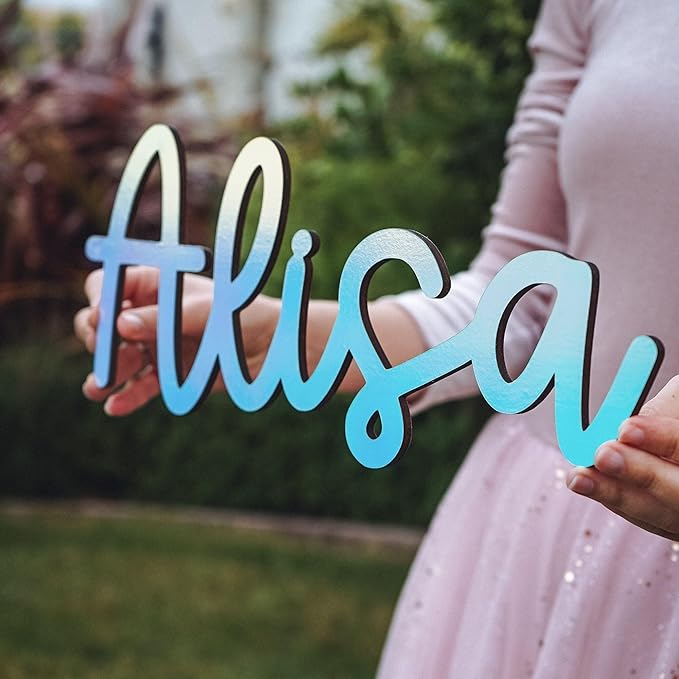 Wooden Name Signs (Glow in Dark) - Fluorescent UV sign, Personalized name for wall, Niece birthday gift, Nephew birthday