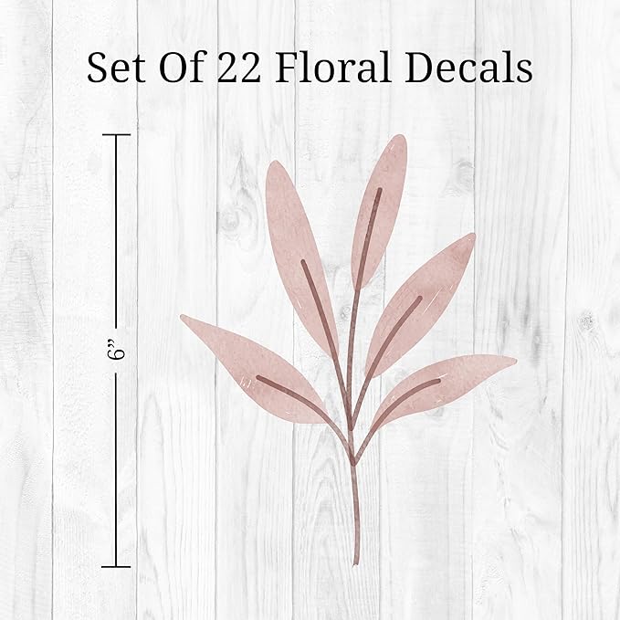 Watercolor Greenery Wall Decals - Set of 22 Leaves Vinyl Flower Room Decor Peel and Stick Removable Floral Stickers for Nursery Bedroom Bathroom