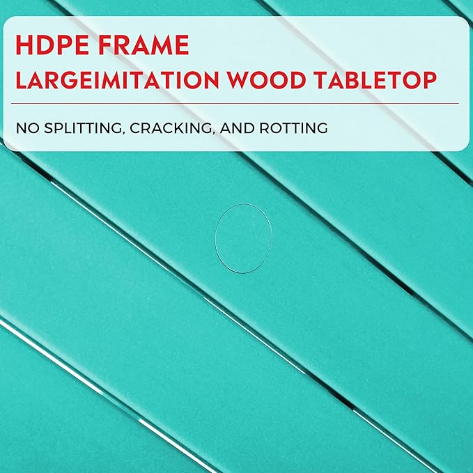 Costaelm Kids Dinner Table, Toddler Play Desk Student Desk Outdoor Childrens Picnic Tables for Children Arts & Crafts, Snack Time, Multi-Activity Table for Ages 2-8 in Home/Outside, Turquoise