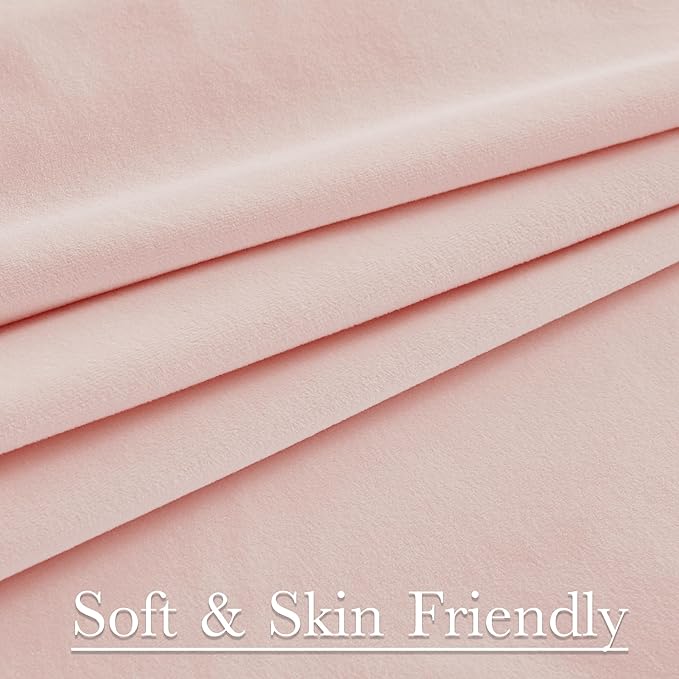 StangH Baby Pink Velvet Curtains 84 Inches Length, Room Darkening Soft Drapes with Back Tab Thermal Insulated Window Treatment for Girls Bedroom, Living Room, 52x84 Inch, 2 Panels