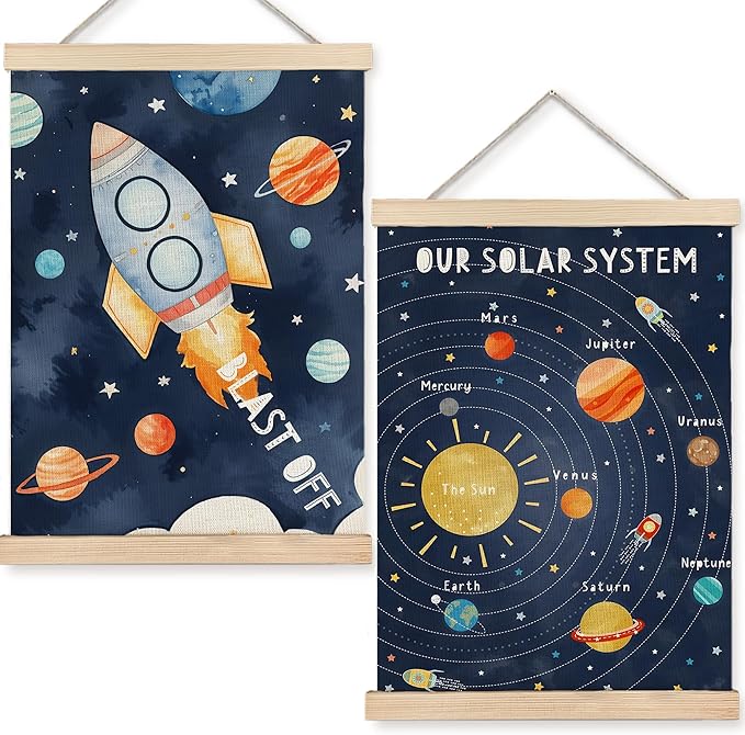 URLLUAE Solar System Poster Hanger Frame, Outer Space Room Decor, Solar System for Kids, 12x16 Inches Set of 2