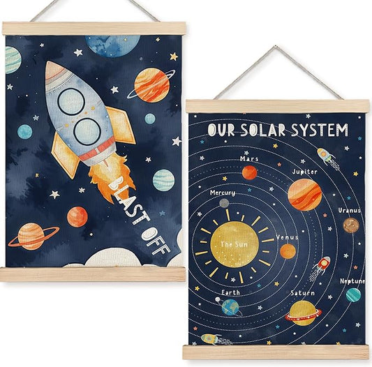 URLLUAE Solar System Poster Hanger Frame, Outer Space Room Decor, Solar System for Kids, 12x16 Inches Set of 2