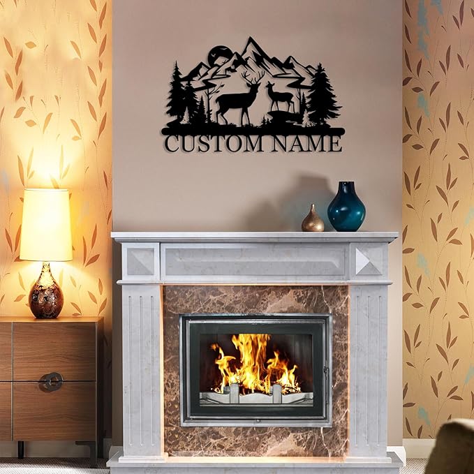 Personalized Camping Signs | Custom Metal Name Sign | Personalized Deer Metal Cabin Sign | Mountain Wall Decor | Custom Signs Outdoor Metal | Deer Hunter Gift | Cabin Sign | Porch Sign