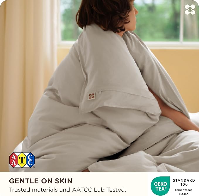 Bedsure Cooling Duvet Cover Queen Size, Cotton & Rayon Derived from Bamboo Blend Duvet Cover Set for Hot Sleepers,Ultra-Soft, Breathable & Lightweight Home Bedding for All Seasons (Linen,90"x90")