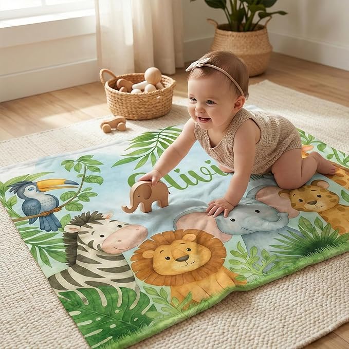 Personalized Baby Blanket with Name, Custom Soft Flanne Blanket for Kisd, Toddlers, Personalized Baby Gifts for Infant Newborn Shower