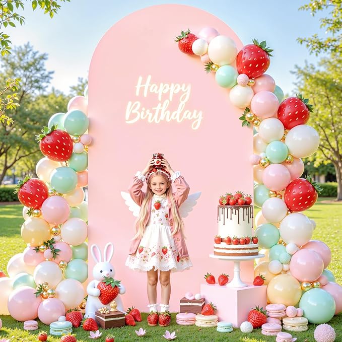 Dusty Rose Arch Backdrop Cover, 6.6FT Polyester Fitted Wedding Arch Stand Covers Round Top Chiara Stretchy Arch Backdrop Cover for Wedding Ceremony Birthday Party Baby Shower Banquet Decoration