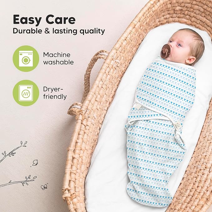 KeaBabies 3-Pack Organic Baby Swaddle Sleep Sacks - Swaddles for Newborns, Infant 0-3 Months, Baby Girls, Boys, Soft & Snug Newborn Sleep Sack, Nursery Swaddling Blankets (Storm)