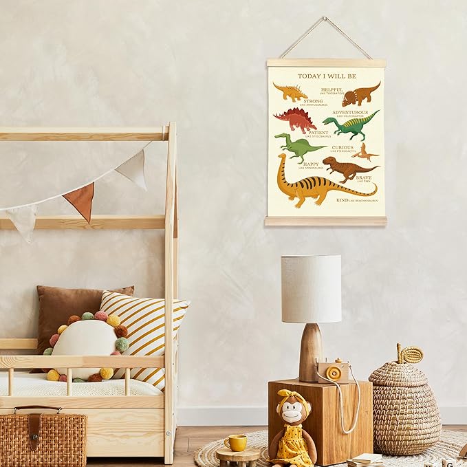 Hiuwevt Motivational Dinosaur Poster Hanger Frame, Dinosaur Room Decor for Boys, Positive Affirmations Dinosaurs Wall Art Decor for Classroom Kids Boys Room Nursery Home, 12x16 Inch