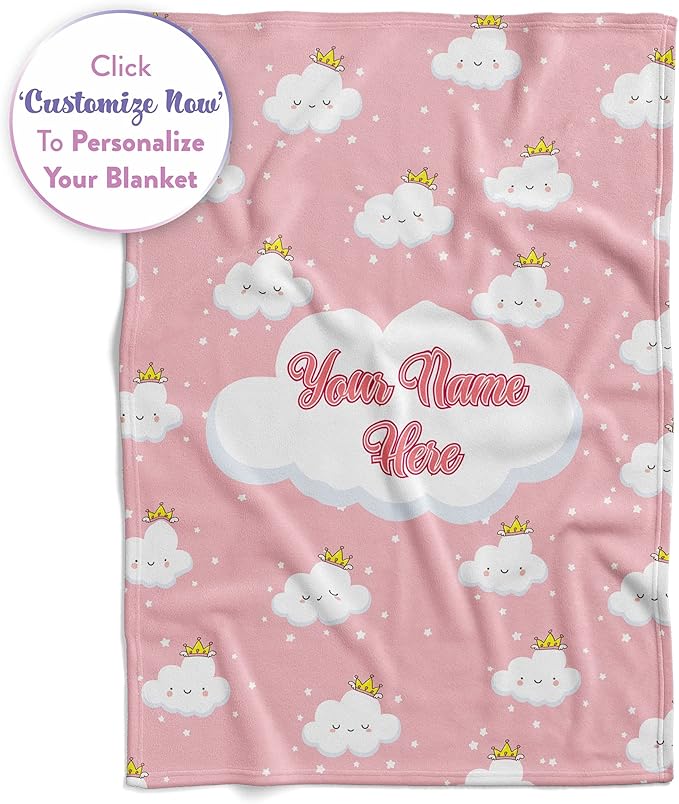 Personalized Cloud Blanket for Girls | Kids Cloud Unicorn | Custom Plush Fuzzy Rainbow for Toddler | Customized Little Girl Throw Blankets | Girl Sofa Bed Birthday| Fleece 60x80