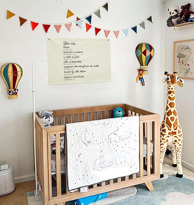 Nursery Wall Decor-Hanging Rectangular Canvas Banner Flag Poster Wall Decorations for Nursery Bedroom Babyroom,Baby Shower Baptism Christmas Gift for Baby Boy Girl,You are Chosen Made for a Purpose