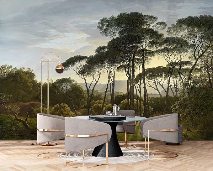 Vintage Scenery Wallpaper Forest Landscape Wall Mural for Living Room Bedroom（Not Peel and Stick）