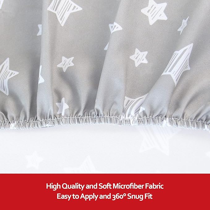 Pack and Play Sheets, 2 Pack Mini Crib Sheets, Stretchy Playard Fitted Sheet, Compatible with Graco Pack n Play, Soft and Breathable Material, Stars & Bunny
