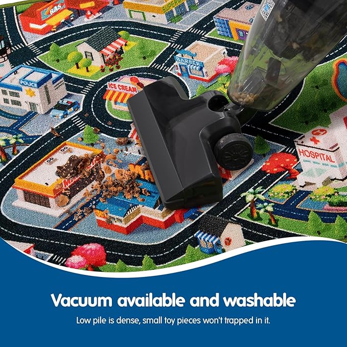 Booooom Jackson Car Rug City Life Great for Kids Toy Cars, Play Learn and Have Fun Safely - Kids Rug Baby Children Educational Road Traffic Play Mat for Bedroom Play Room Game Safe Area(59X79Inch)