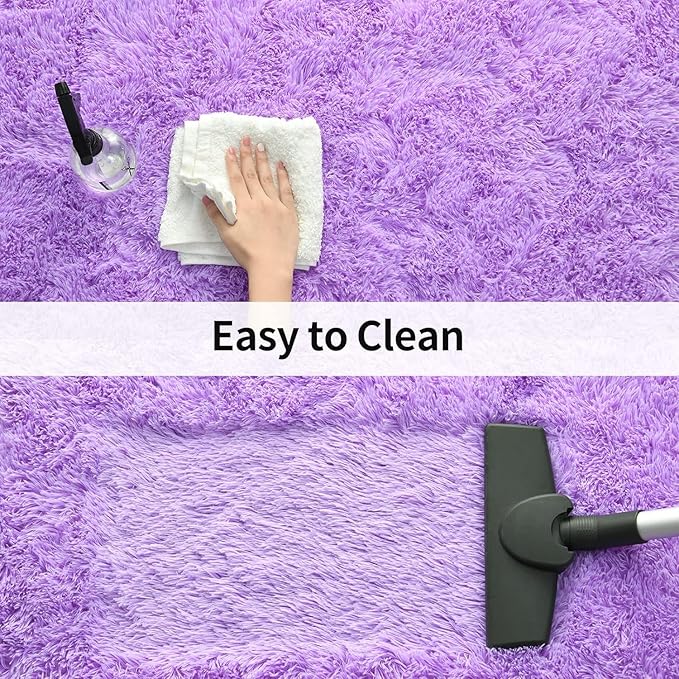 Merelax Soft Modern Indoor Large Shaggy Rug for Livingroom Bedroom Dorm Kids Room Home Decorative, Non-Slip Plush Fluffy Furry Fur Area Rugs Comfy Nursery Accent Floor Carpet 8x10 Feet, Purple