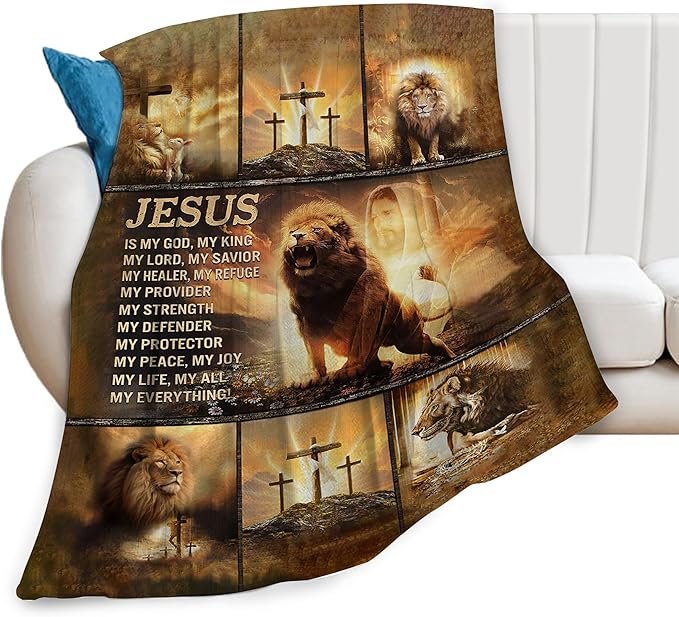 Lion Throw Blanket - Soft, Cozy, Warm Fuzzy Fleece - Men & Women - Couch, Sofa, Bed - 50"X40"
