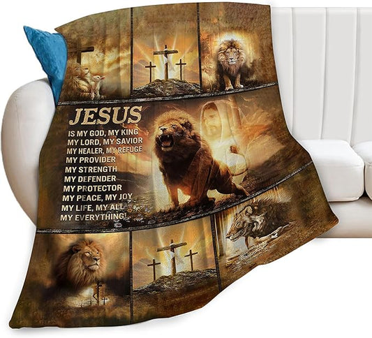 Lion Throw Blanket - Soft, Cozy, Warm Fuzzy Fleece - Men & Women - Couch, Sofa, Bed - 50"X40"