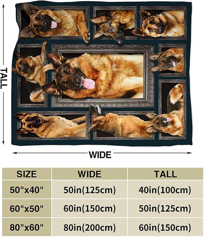 German Shepherd Dog Blanket - Cute Gifts & Decor, Soft Warm Cozy Fleece Throw for Girls, Women, Kids & Adults, 50"x40"