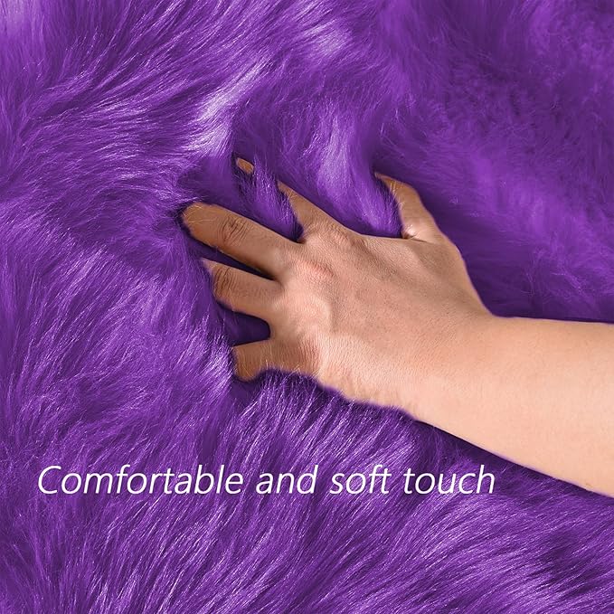 Latepis Purple Faux Sheepskin Large 6x9 Area Rugs for Living Room Throw Rugs for Bedroom Washable Fur Rug Fluffy Shag Boho Rug Home Decor Rectangle