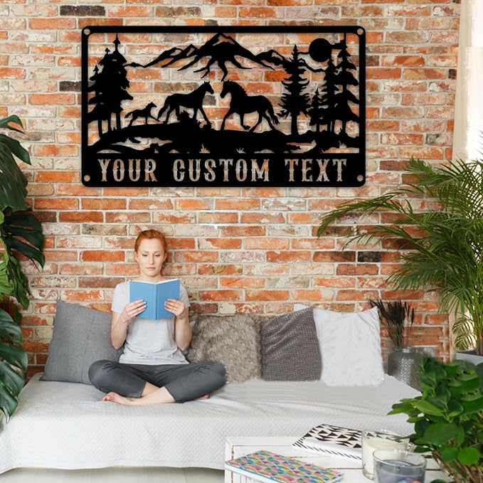 Personalized Horse Metal Cabin Sign, Custom Family Name Sign, Custom Signs Outdoor Metal, Personalized Camping Signs, Cabin Decor, Porch Decor