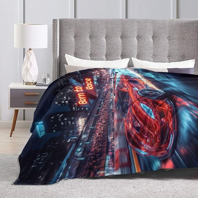 Car Blanket Cars Decor Throw Blanket Super Soft Flannel Lightweight Fluffy Plush Cozy Fuzzy Fleece Racing Lover Gifts Blanket for Kids Boys Adults Man for Bed Sofa 60"X80"