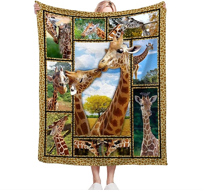 jerkboo Giraffe Blanket Throws Giraffe Gifts Giraffe Lovers Throw Blanket for Girls Boys Kids Adults Soft Warm Cozy Fleece Blanket for Couch Sofa Bed 60""x50""