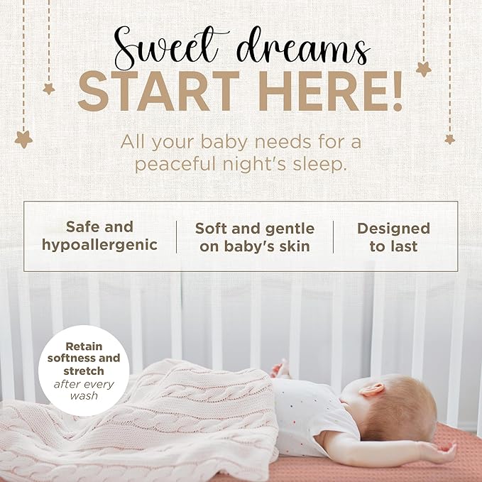 Pack and Play Sheets Fitted - Portable Mini Crib Mattress Sheet for Boys & Girls - Soft Muslin Cotton Playard Sheets - Play Yard Mattress Cover - Fits Most Pack n Play - Safe and Snug for Baby 2 Pack