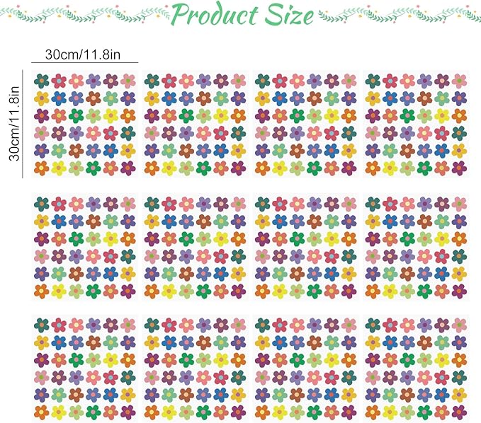 12 Sheets Daisy Wall Decals, Bright Colors Floral Wall Decor, Daisy Flower Walls Art Stickers for Kids Girls Nursery Bedroom Living Room, Vinyl Peel and Stick