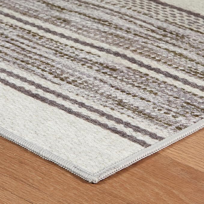 Dash & Albert Ellington Stripe Grey Machine Washable Rug, 5 X 8 Feet, Grey Stripe Pattern