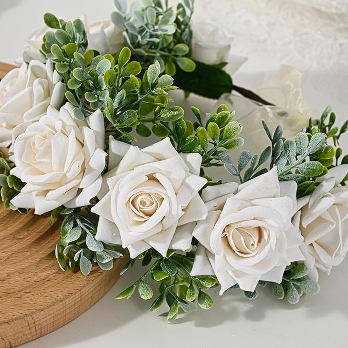 Vividsun Women Flower Crown Floral Headpiece Festival Wedding Hair Wreath Floral Crown (White)