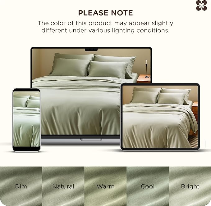 Bedsure Cotton Duvet Cover King Size, Cotton & Rayon Derived from Bamboo Blend Duvet Cover Set for Hot Sleepers,Ultra-Soft, Breathable & Lightweight Home Bedding for All Seasons (Sage Green,104"x90")