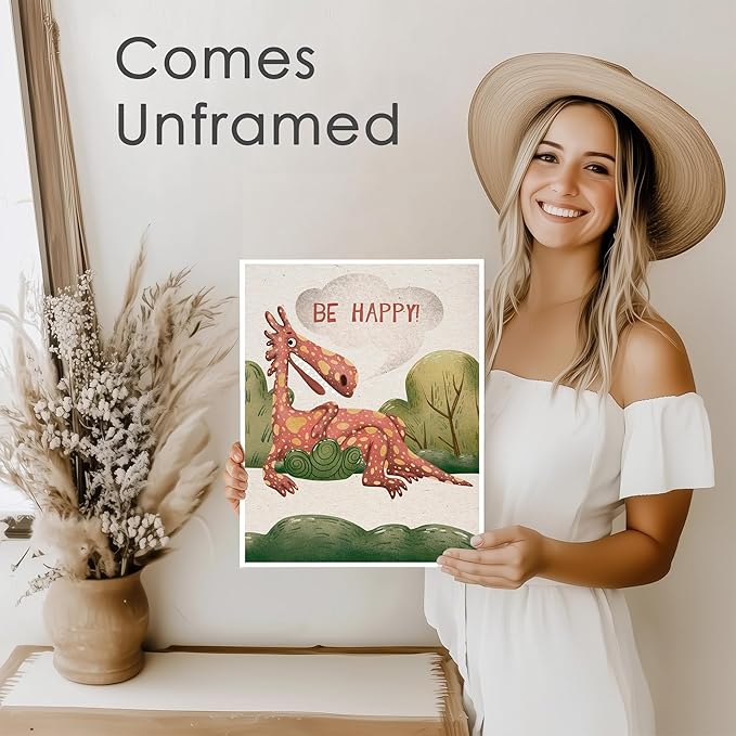 DREAM BIG PRINTABLES Dragon Art Prints (Set of 4) - Unframed - 11x14 | Wall Art for Home, Office, Kids Room, Bedroom, Classroom Decor