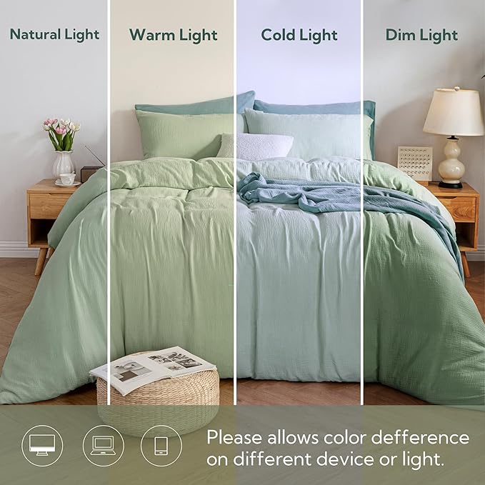 MILDLY Muslin Duvet Cover California King - 100% Washed Cotton Linen Like Gauze Comforter Cover 3 Pieces Breathable & Lightweight for All Season