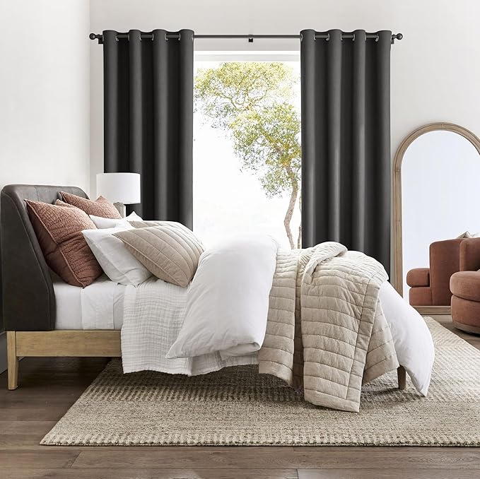 NICETOWN Grey Blackout Curtains for Bedroom 108 inches Long, Extra Long Thermal Insulated Grommet Shades for Living Room, Privacy Window Treatment Drapes for Nursery, Laundry, 2 Panels, W52