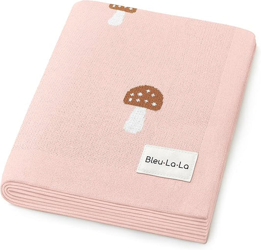 Swaddle Blanket for Girls 100% Cotton Buttery Soft Cozy Receiving Swaddle Crib Stroller Blanket for Shower Gift Registry for Newborns, Infants, Toddlers (Mushroom - Pink)