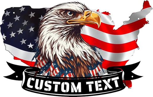 Personalized Eagle Metal Wall Art, American Flag Wall Decor, Colorful Eagle Wall Signs Fourth of July Decorations, Metal Wall Decor For Home Office/Living Room/Indoor/Outdoor