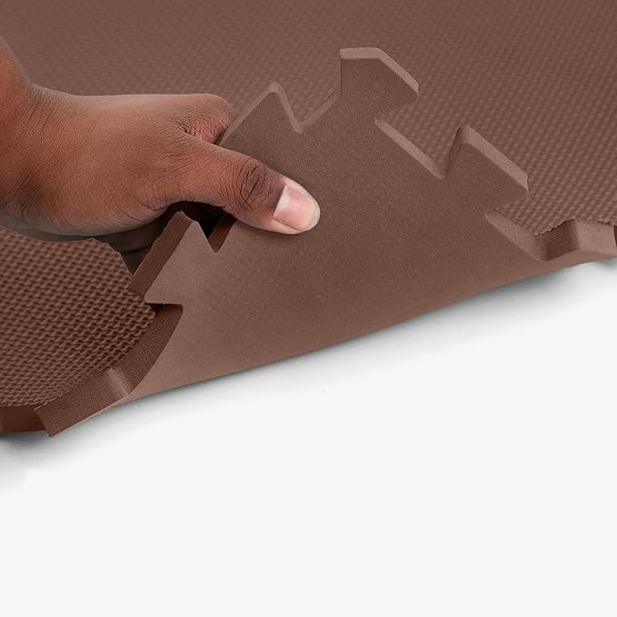 Flooring Inc's 1/2" Soft Non-Toxic Baby Play Mat, Toddler Playmat, Colorful Puzzle PlayMat, Floor Mats for Kids & Babies, EVA Foam Interlocking Tiles for Nursery & Playroom | Brown, 20 Tiles, 80 Sq/Ft