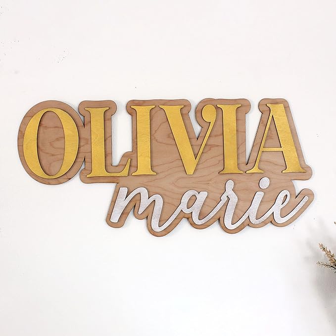 Large Wood Nursery Sign | Nursery name sign for Kids | Custom Wood Name Sign | 3D Wood Baby Name Sign (Blue)