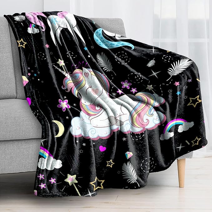 Ultra Soft Fleece Blanket- Lightweight & Warm Throw Blanket for Couch, Cozy Plush Sherpa Blanket for Adults Kids, Durable & Easy Care (Unicorn, 40x50 in)